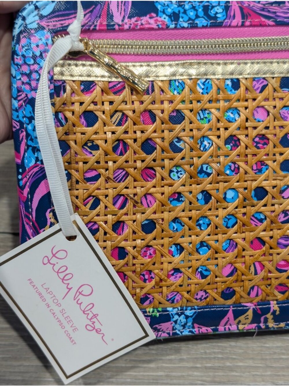 Lilly Pulitzer NWT Laptop Sleeve Leatherette Aegean Navy Calypso Coast - Picture 8 of 12